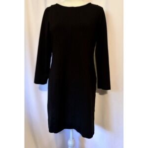 J Crew Dress Womens Size M Black 3/4 Sleeves Stretch Knee Length Zipper Closure
